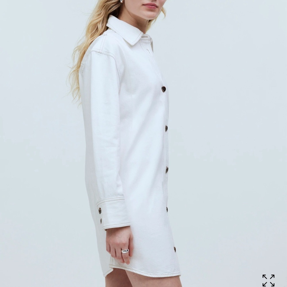 Madewell Denim Oversized Mini Shirtdress in Tile White Size XSmall NWT - Picture 3 of 11